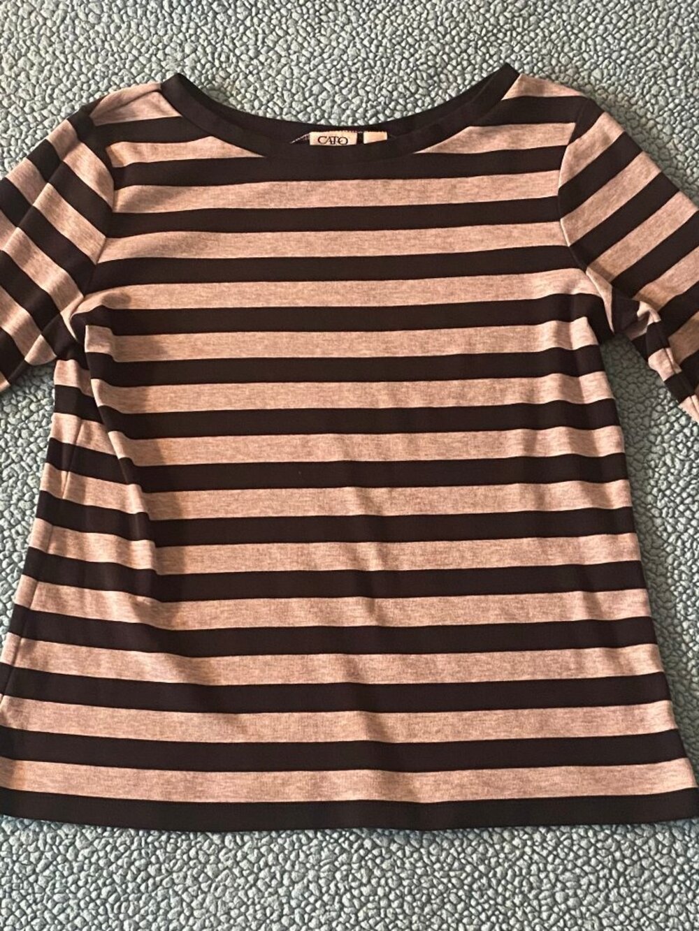CATO Women's 3/4 Sleeve Blouse Black and Gray Stripes